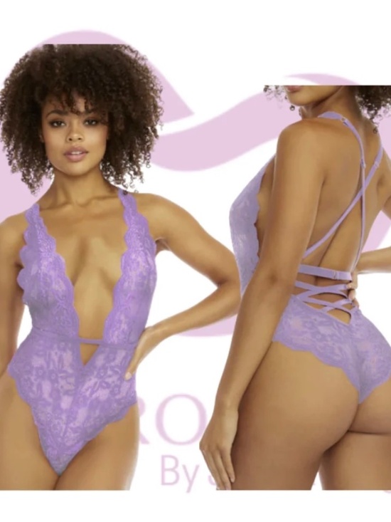 Pure Romance Other - Pure Romance Friends With Benefits Lavender Lace Bodysuit L NWT